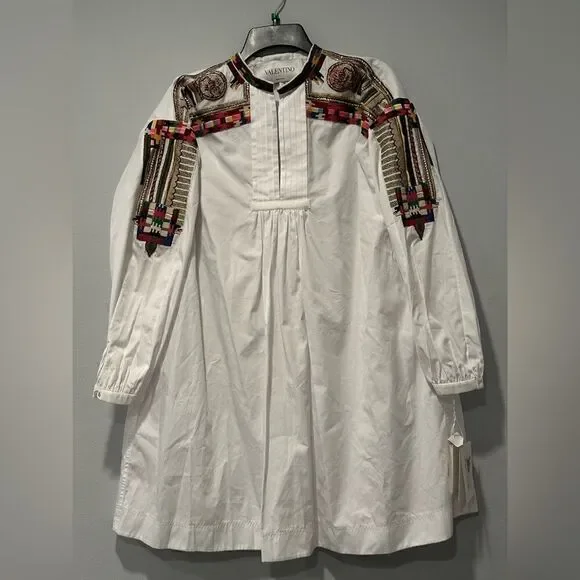 Valentino Women’s beads embellished cuffs dress in white size 10 NWT $4700 - Picture 3 of 15